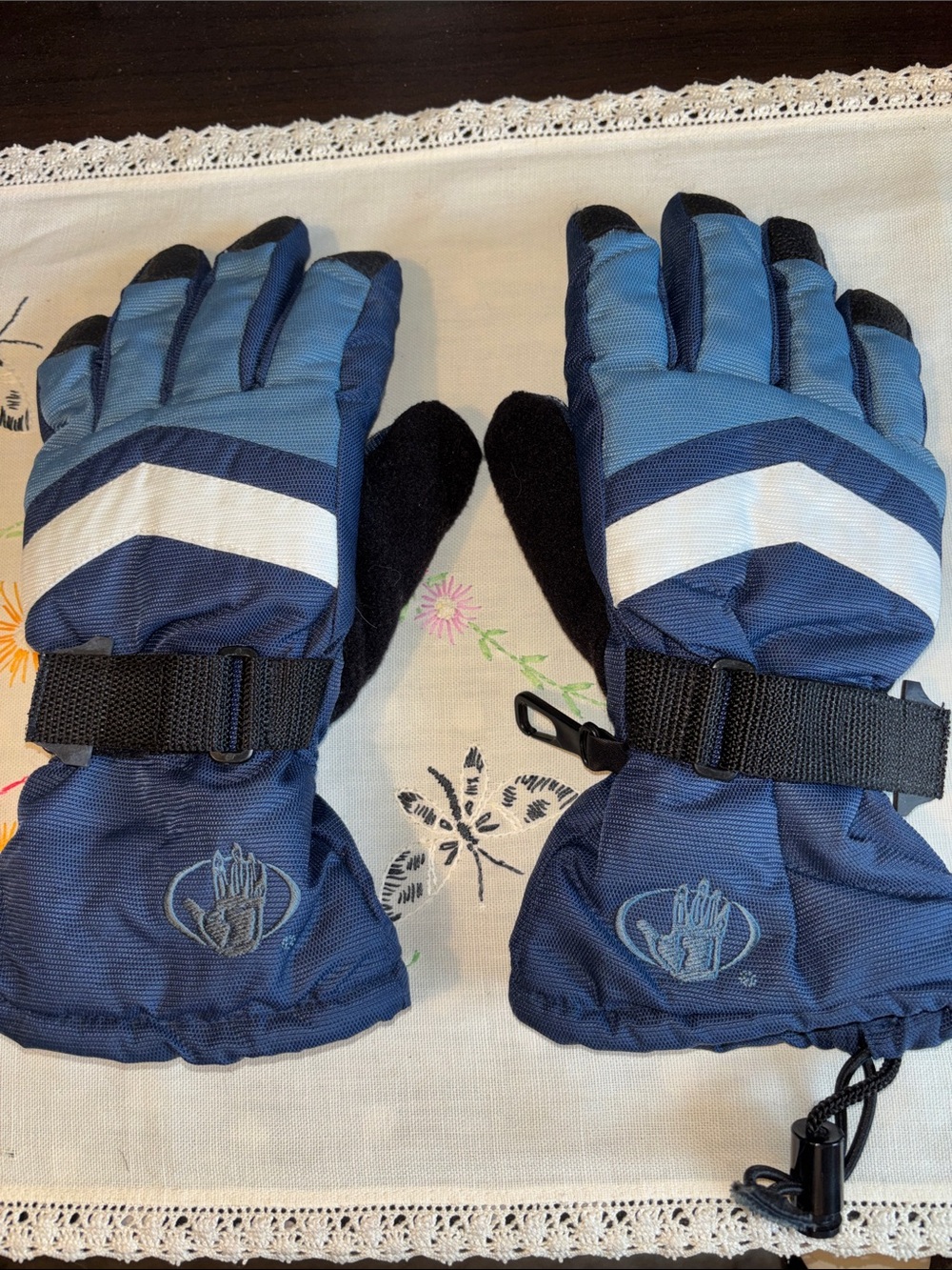 EUC  Body Glove Women’s winter insulated ski/snowboard gloves in a navy blue wit